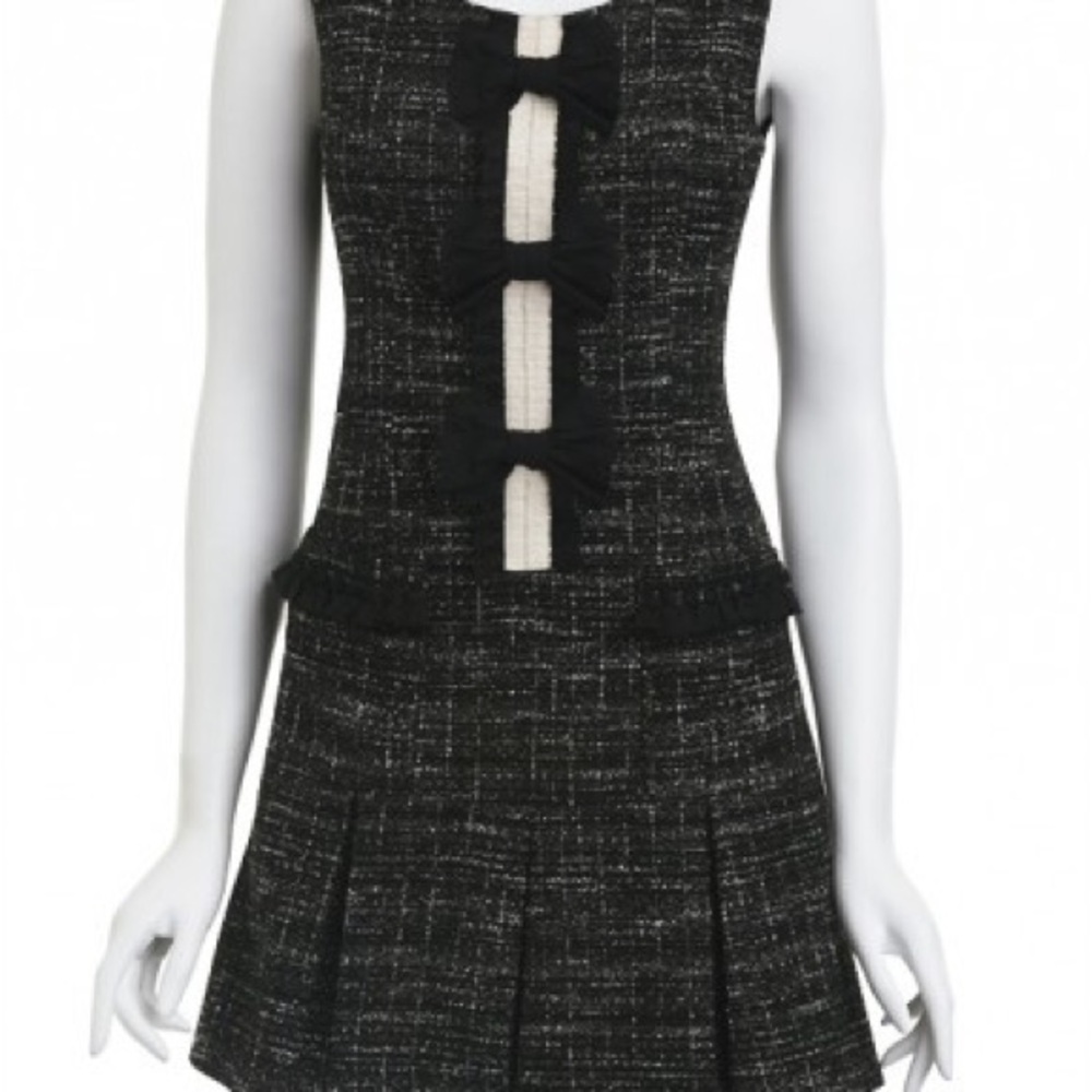 Nanette Lepore Black and White Cut Out Pleated Mini Dress